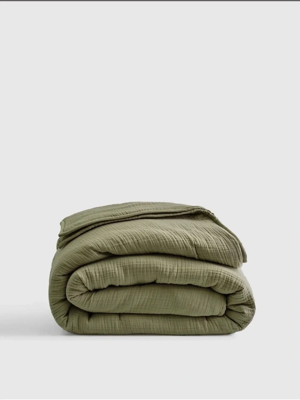 Quince Airy Cotton Gauze Dream Quilt in Olive Green King Size